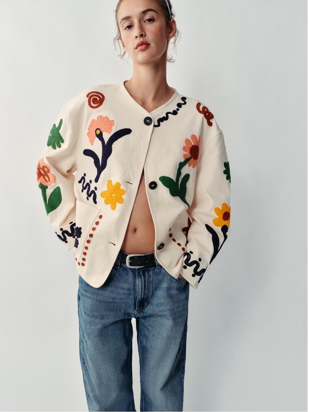 ZARA FLORAL EMBROIDERED JACKET